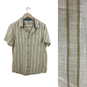 Toad & Co Medium Salton Short Sleeve Shirt Organic Button Front Striped Mens